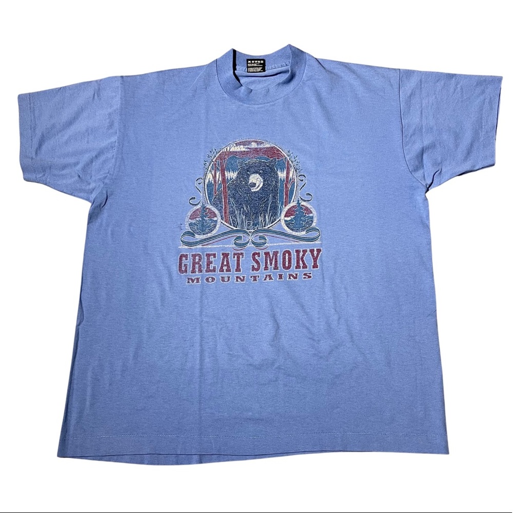 Vintage The Great Smokey Mountains T Shirt Blue XL